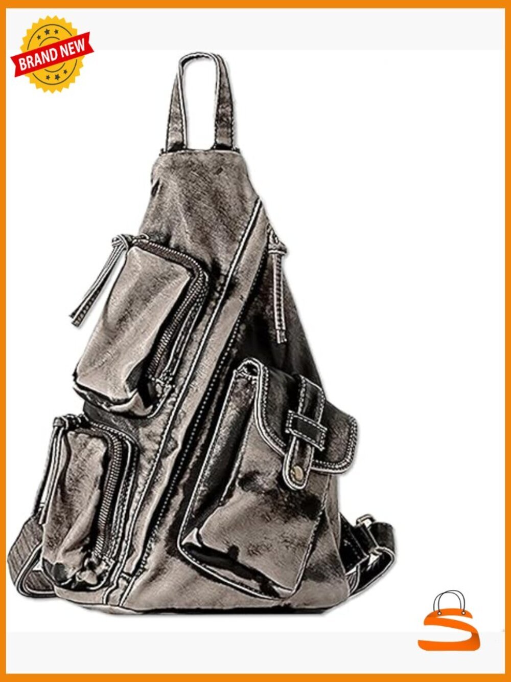 Versatile Crossbody Backpack Daypack Chest Fanny Pack Vegan Leather